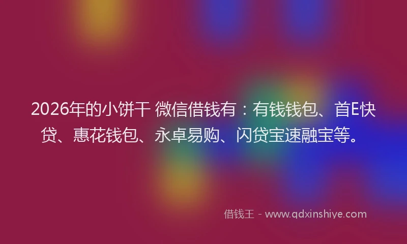 2026年的小饼干 微信借钱有：有钱钱包、首E快贷、惠花钱包、永卓易购、闪贷宝速融宝等。