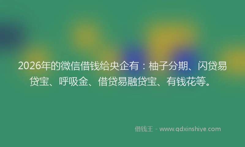 2026年的微信借钱给央企有：柚子分期、闪贷易贷宝、呼吸金、借贷易融贷宝、有钱花等。