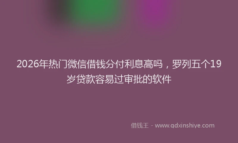2026年热门微信借钱分付利息高吗，罗列五个19岁贷款容易过审批的软件