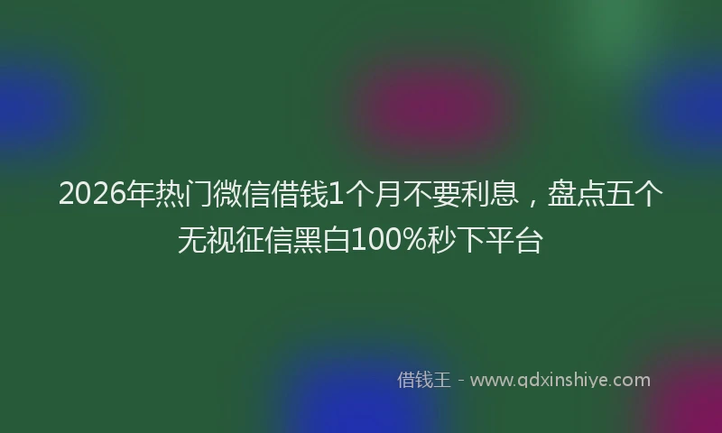 2026年热门微信借钱1个月不要利息，盘点五个无视征信黑白100%秒下平台