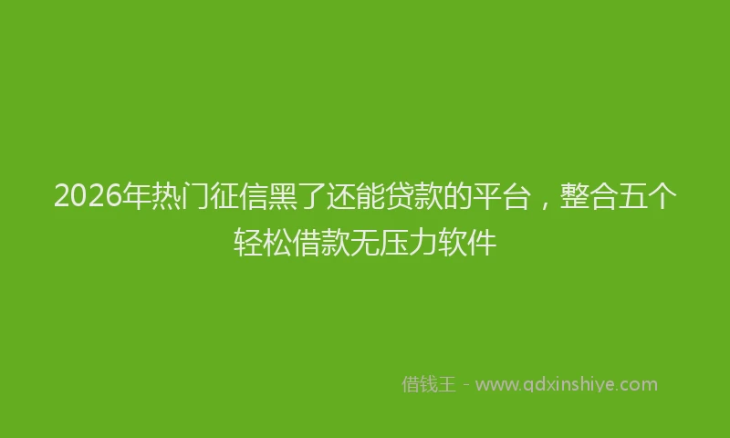 2026年热门征信黑了还能贷款的平台，整合五个轻松借款无压力软件