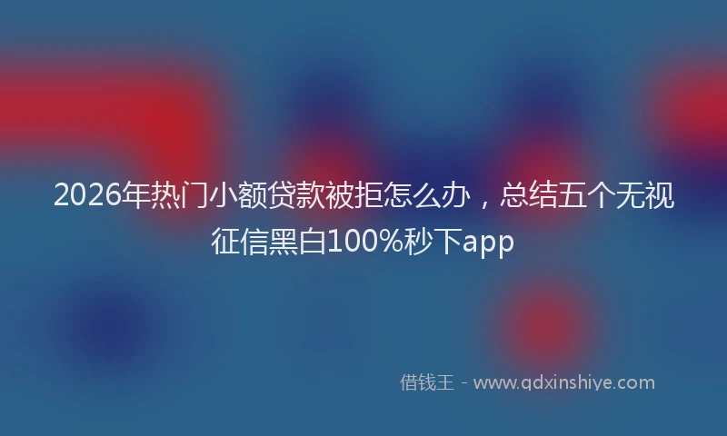 2026年热门小额贷款被拒怎么办，总结五个无视征信黑白100%秒下app