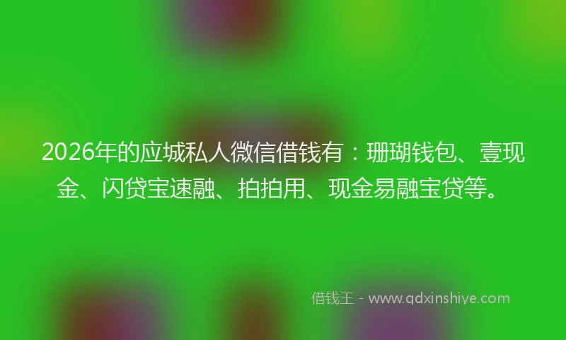 2026年的应城私人微信借钱有：珊瑚钱包、壹现金、闪贷宝速融、拍拍用、现金易融宝贷等。