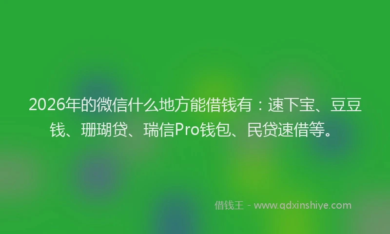 2026年的微信什么地方能借钱有：速下宝、豆豆钱、珊瑚贷、瑞信Pro钱包、民贷速借等。