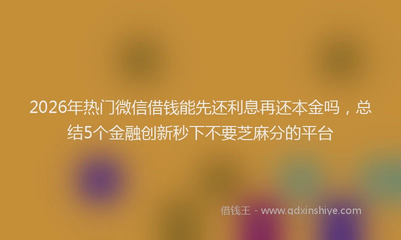 2026年热门微信借钱能先还利息再还本金吗，总结5个金融创新秒下不要芝麻分的平台