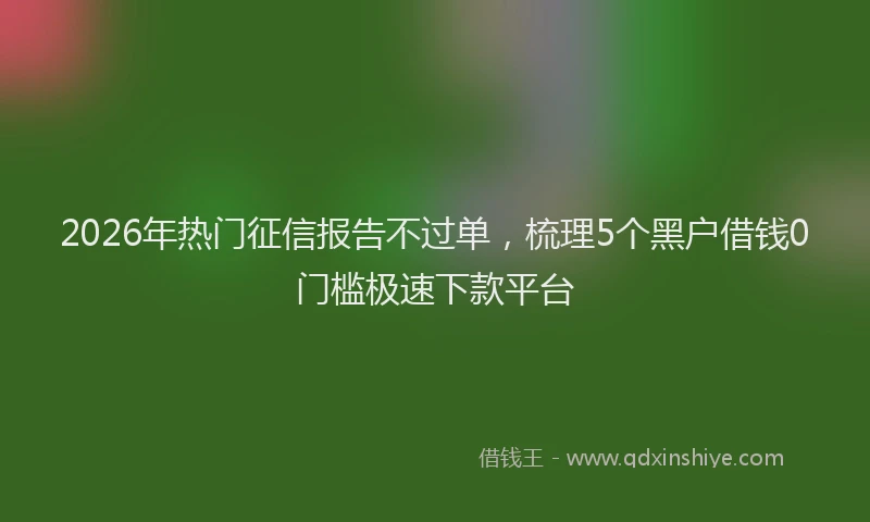 2026年热门征信报告不过单，梳理5个黑户借钱0门槛极速下款平台