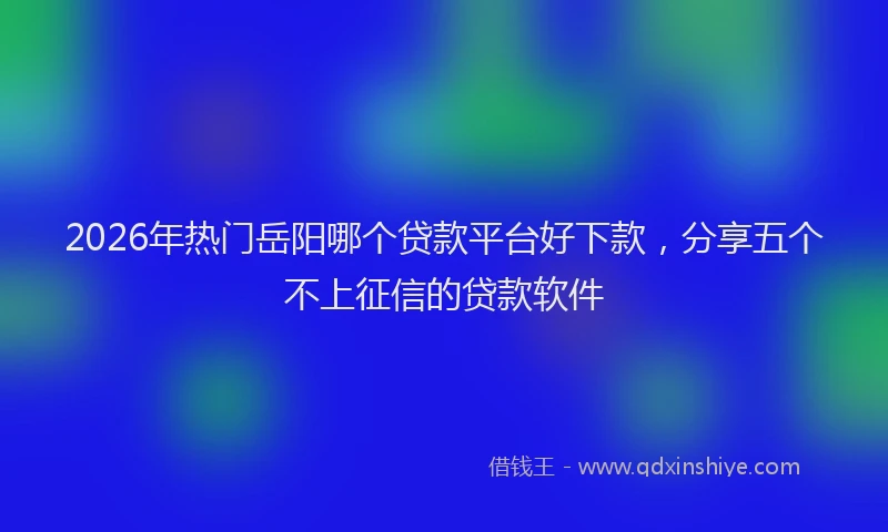 2026年热门岳阳哪个贷款平台好下款,分享五个不上征信的贷款软件