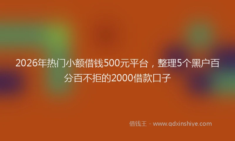 2026年热门小额借钱500元平台，整理5个黑户百分百不拒的2000借款口子