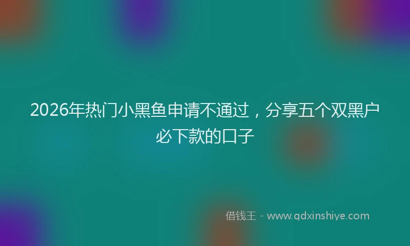 2026年热门小黑鱼申请不通过，分享五个双黑户必下款的口子
