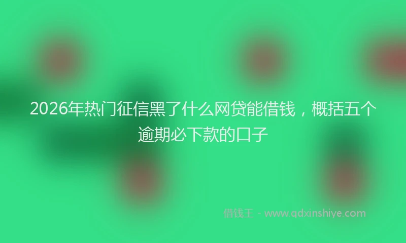 2026年热门征信黑了什么网贷能借钱，概括五个逾期必下款的口子