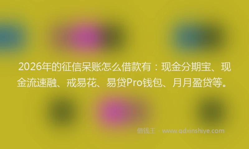 2026年的征信呆账怎么借款有：现金分期宝、现金流速融、戒易花、易贷Pro钱包、月月盈贷等。