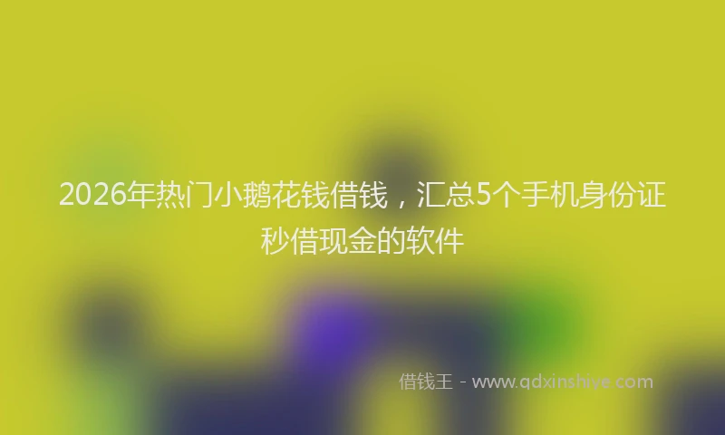 2026年热门小鹅花钱借钱，汇总5个手机身份证秒借现金的软件