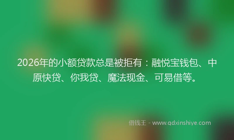 2026年的小额贷款总是被拒有：融悦宝钱包、中原快贷、你我贷、魔法现金、可易借等。