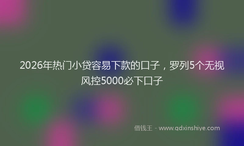 2026年热门小贷容易下款的口子，罗列5个无视风控5000必下口子