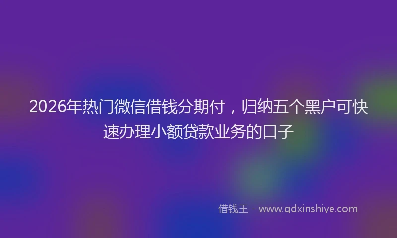 2026年热门微信借钱分期付，归纳五个黑户可快速办理小额贷款业务的口子
