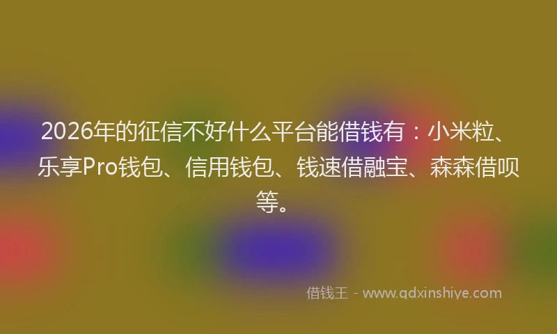 2026年的征信不好什么平台能借钱有：小米粒、乐享Pro钱包、信用钱包、钱速借融宝、森森借呗等。