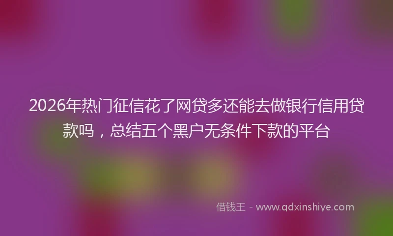 2026年热门征信花了网贷多还能去做银行信用贷款吗，总结五个黑户无条件下款的平台