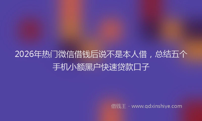 2026年热门微信借钱后说不是本人借，总结五个手机小额黑户快速贷款口子