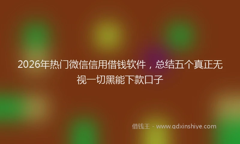 2026年热门微信信用借钱软件,总结五个真正无视一切黑能下款口子