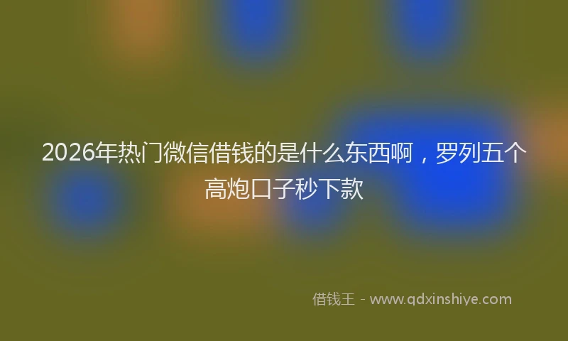 2026年热门微信借钱的是什么东西啊，罗列五个高炮口子秒下款