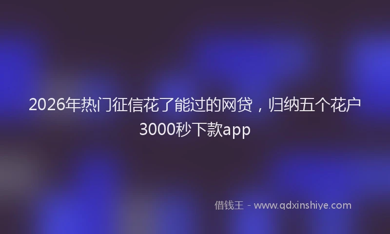 2026年热门征信花了能过的网贷,归纳五个花户3000秒下款app