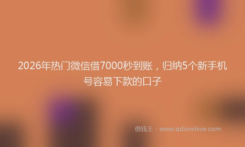 2026年热门微信借7000秒到账，归纳5个新手机号容易下款的口子