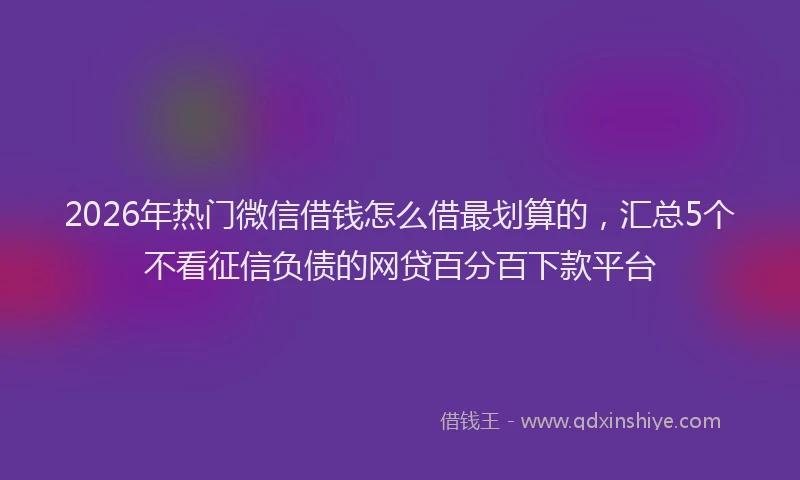 2026年热门微信借钱怎么借最划算的，汇总5个不看征信负债的网贷百分百下款平台