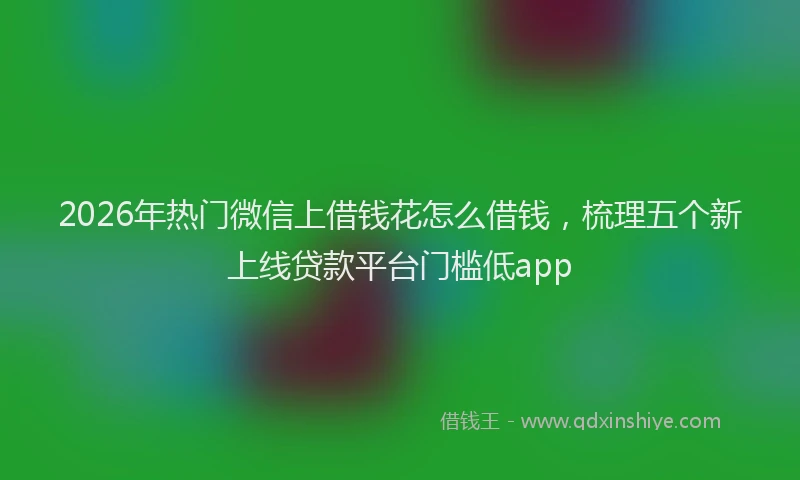 2026年热门微信上借钱花怎么借钱，梳理五个新上线贷款平台门槛低app
