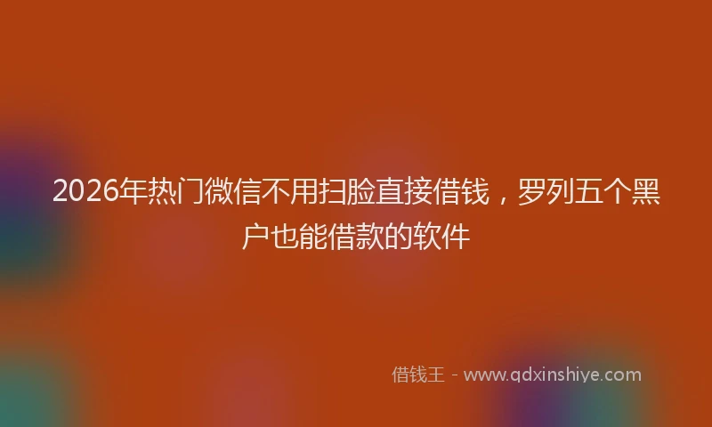 2026年热门微信不用扫脸直接借钱，罗列五个黑户也能借款的软件