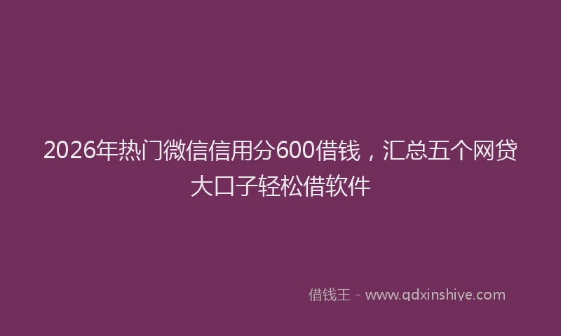 2026年热门微信信用分600借钱,汇总五个网贷大口子轻松借软件