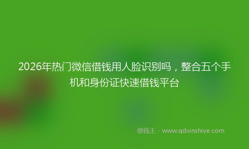 2026年热门微信借钱用人脸识别吗,整合五个手机和身份证快速借钱平台