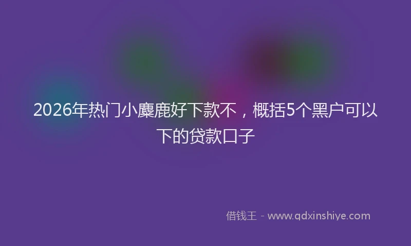 2026年热门小麋鹿好下款不，概括5个黑户可以下的贷款口子
