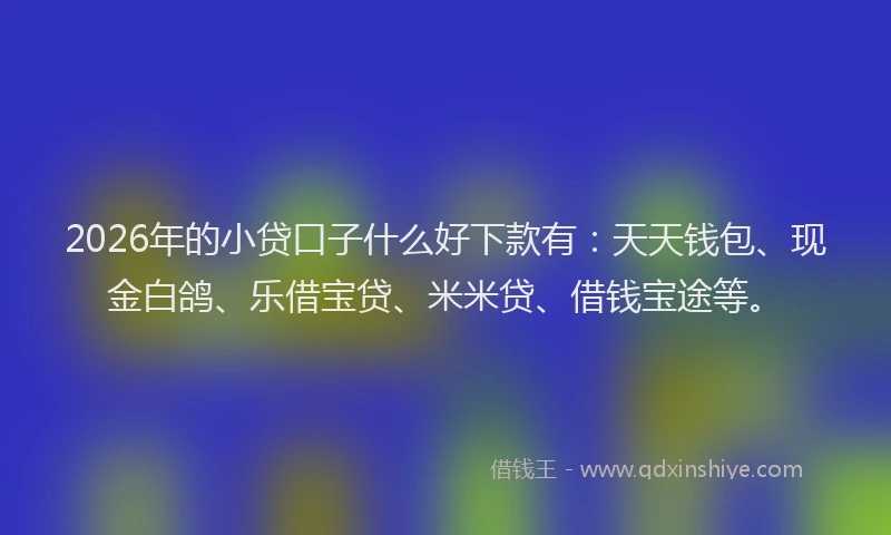 2026年的小贷口子什么好下款有：天天钱包、现金白鸽、乐借宝贷、米米贷、借钱宝途等。