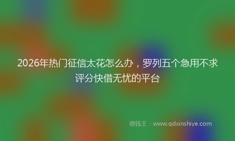 2026年热门征信太花怎么办，罗列五个急用不求评分快借无忧的平台
