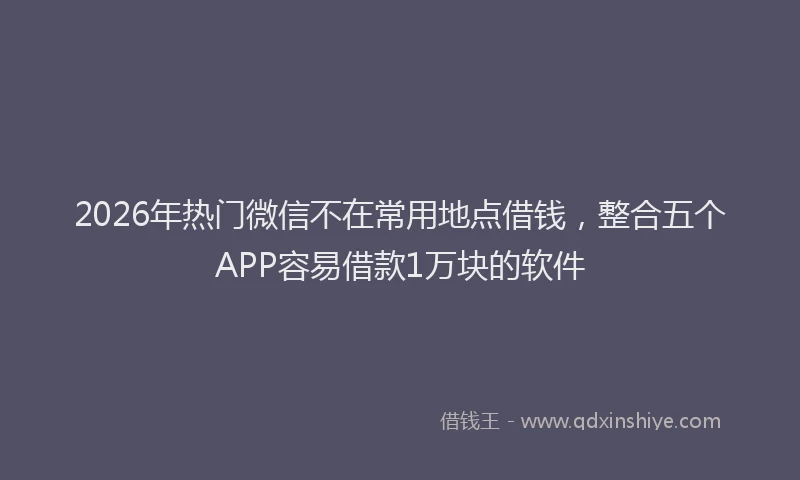 2026年热门微信不在常用地点借钱，整合五个APP容易借款1万块的软件