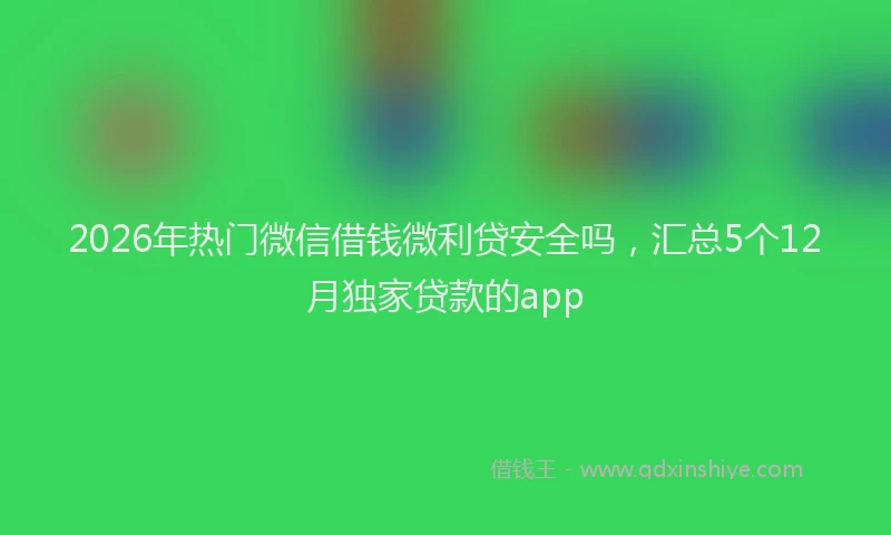 2026年热门微信借钱微利贷安全吗，汇总5个12月独家贷款的app
