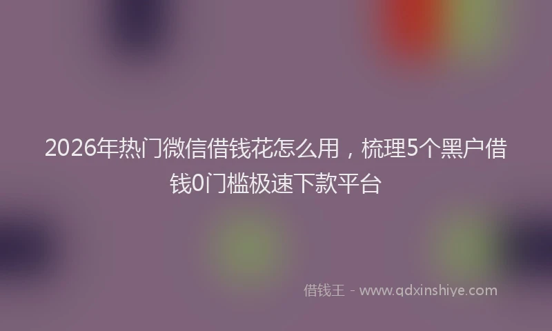 2026年热门微信借钱花怎么用，梳理5个黑户借钱0门槛极速下款平台