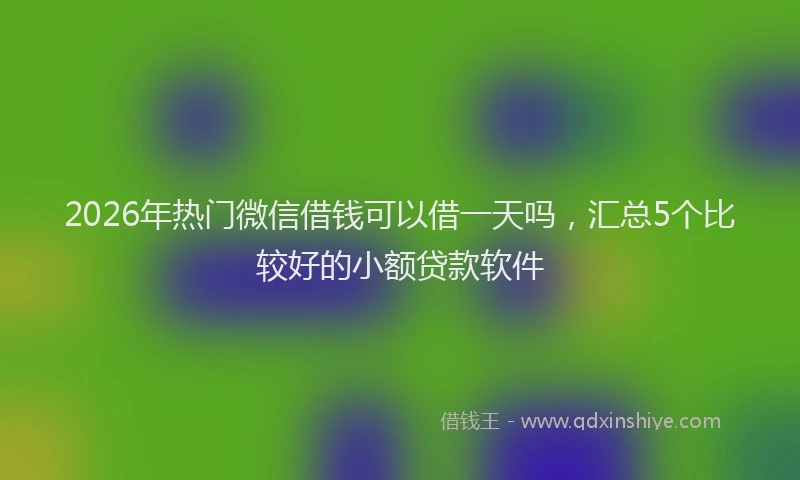 2026年热门微信借钱可以借一天吗，汇总5个比较好的小额贷款软件