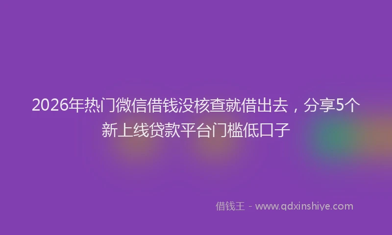 2026年热门微信借钱没核查就借出去，分享5个新上线贷款平台门槛低口子