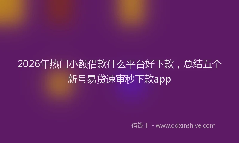 2026年热门小额借款什么平台好下款,总结五个新号易贷速审秒下款app