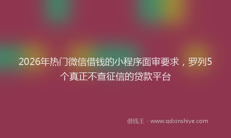 2026年热门微信借钱的小程序面审要求，罗列5个真正不查征信的贷款平台