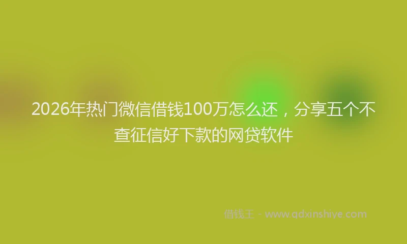 2026年热门微信借钱100万怎么还，分享五个不查征信好下款的网贷软件