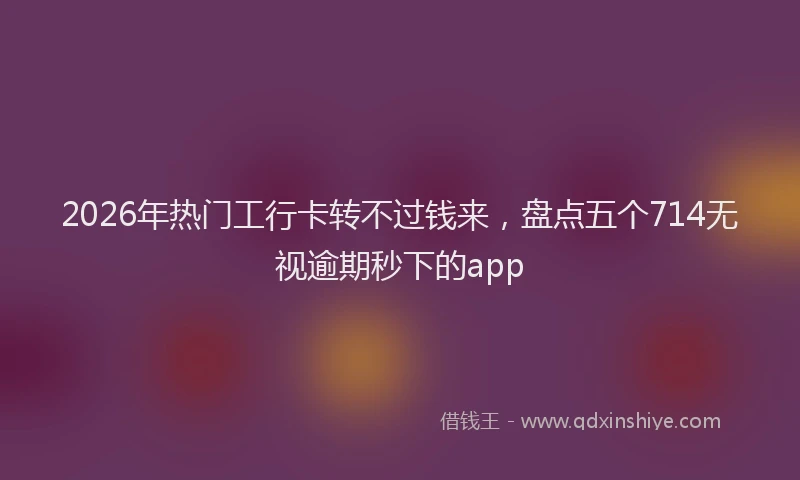 2026年热门工行卡转不过钱来，盘点五个714无视逾期秒下的app