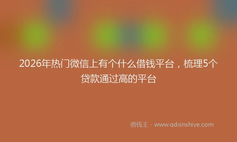 2026年热门微信上有个什么借钱平台，梳理5个贷款通过高的平台