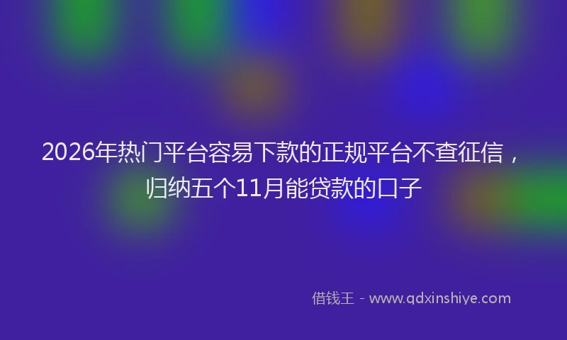 2026年热门平台容易下款的正规平台不查征信，归纳五个11月能贷款的口子