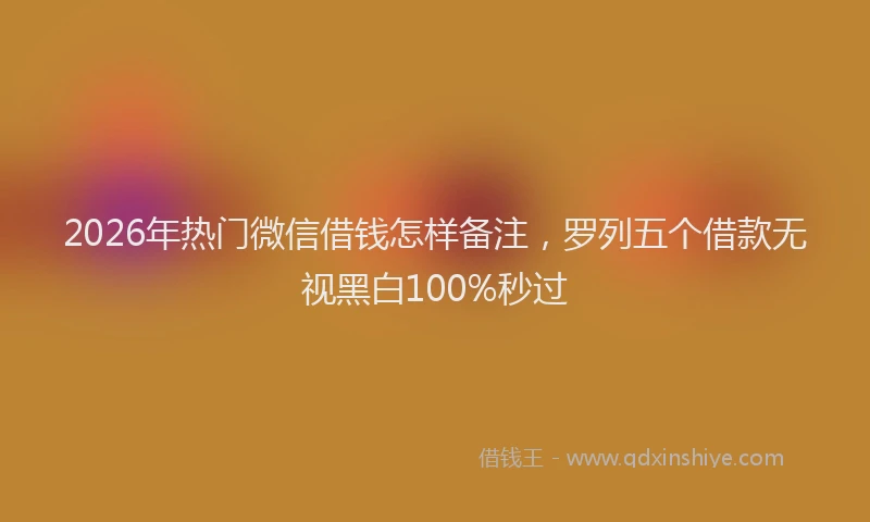 2026年热门微信借钱怎样备注，罗列五个借款无视黑白100%秒过