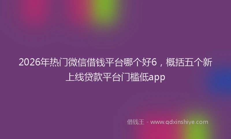 2026年热门微信借钱平台哪个好6，概括五个新上线贷款平台门槛低app