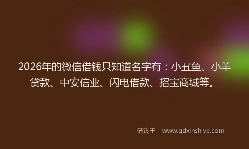2026年的微信借钱只知道名字有：小丑鱼、小羊贷款、中安信业、闪电借款、招宝商城等。