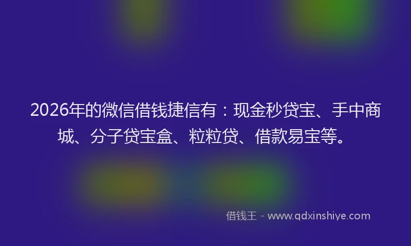 2026年的微信借钱捷信有：现金秒贷宝、手中商城、分子贷宝盒、粒粒贷、借款易宝等。
