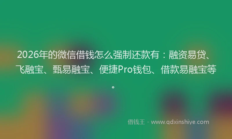 2026年的微信借钱怎么强制还款有：融资易贷、飞融宝、甄易融宝、便捷Pro钱包、借款易融宝等。